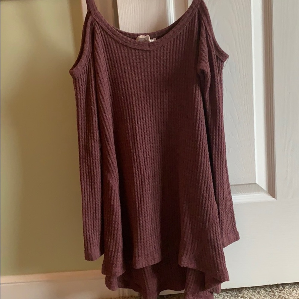 Off-The-Shoulder Waffle Sweater